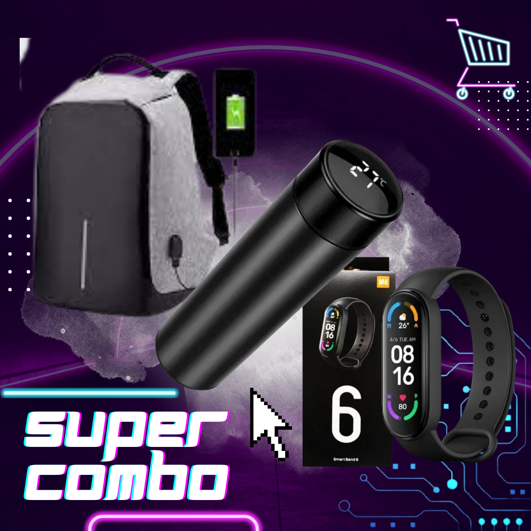 COMBO RELOJ M6+ TERMO INT + MALETA ANTI ROBO - FABU